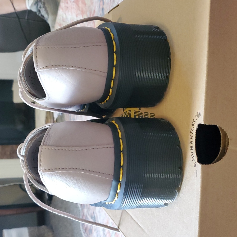 Dr. Martens Vintage Taupe Leather Platform Oxfords - Picture 4 of 10